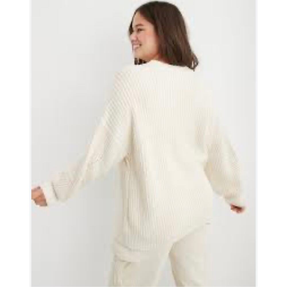 Aerie Mockneck Chunky Knit Sweater White Women's Size M NEW